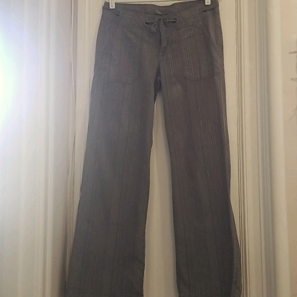 Prana Gray Striped wide-leg pants